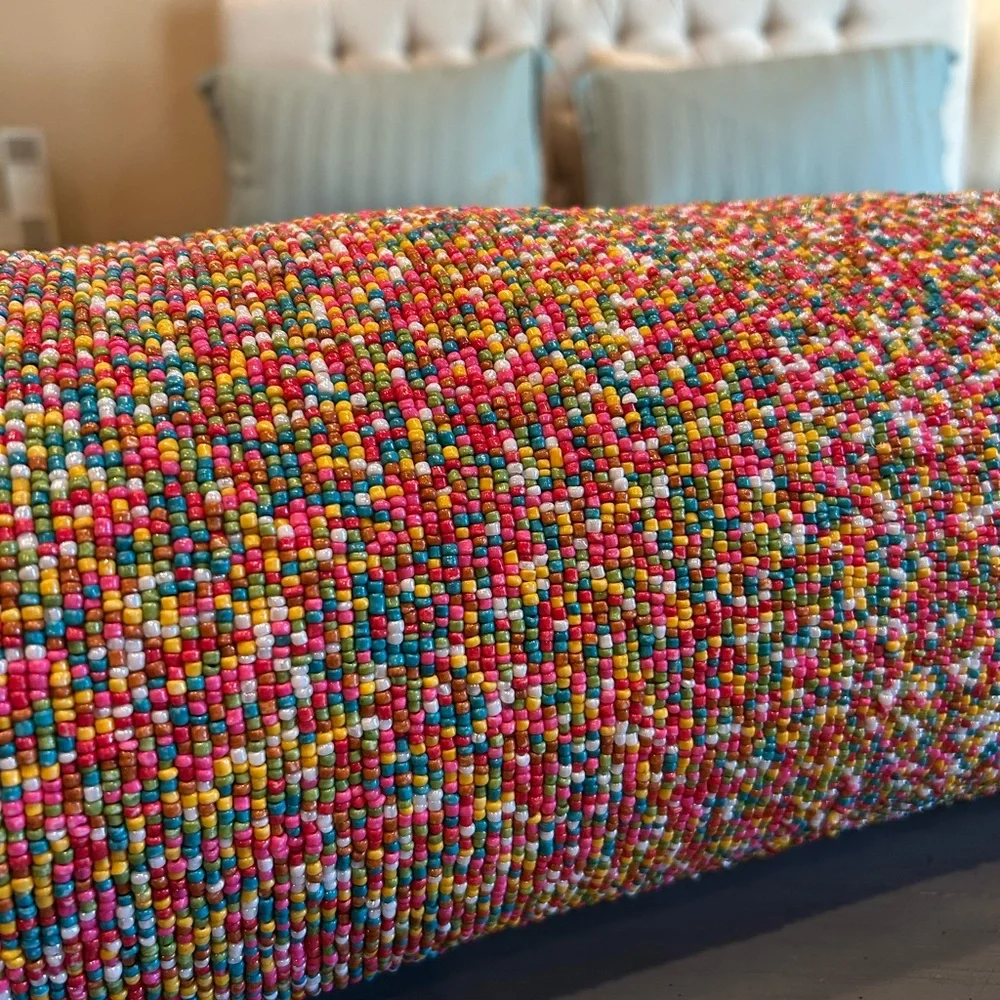 NWT India Colorful Beaded Pillow